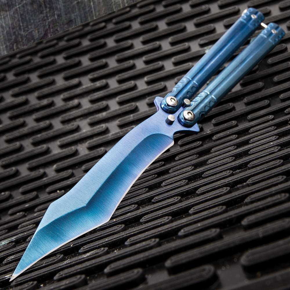 Blue Phosphorescence Balisong Butterfly Solid Stainless Handle